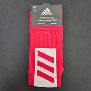 Adidas Creator 365 Crew Socks Red White Size L Maximum Cushioned AEROREADY